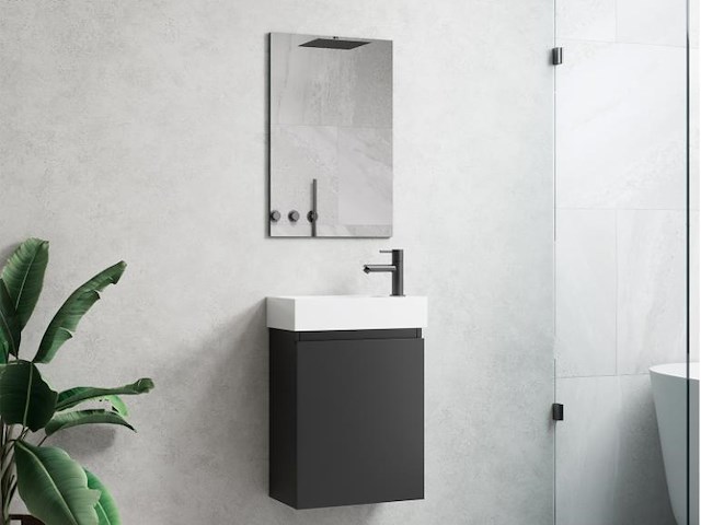 1 x 40cm toiletmeubel mat zwart - como 40-04 - afbeelding 1 van  1
