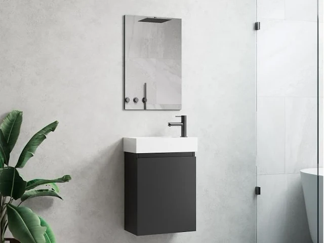 1 x 40cm toiletmeubel mat zwart - como 40-04 - afbeelding 1 van  1