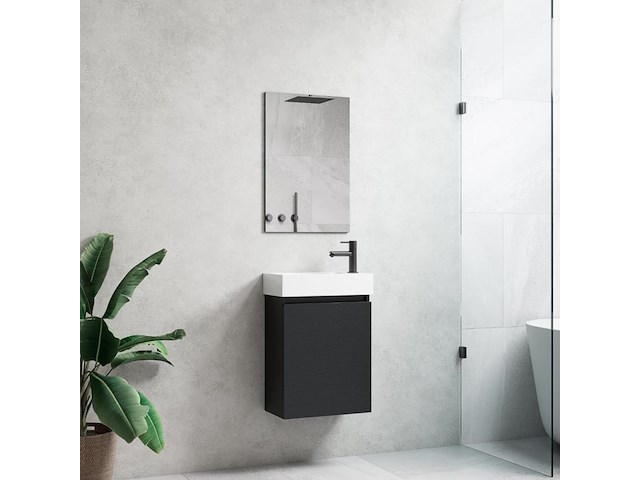 1 x 40cm toiletmeubel zwart eik - como 40-06 - afbeelding 1 van  1