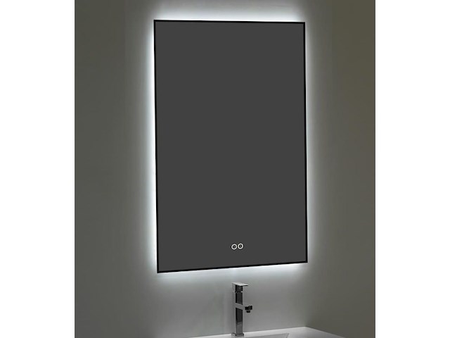 1 x 45cm led spiegel met zwart frame - afbeelding 2 van  9