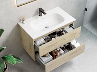 1 x 80cm badkamermeubelset - kleur: licht eik - afbeelding 2 van  3