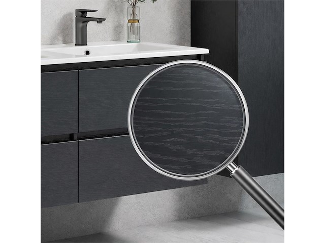1 x 80cm badkamermeubelset - kleur: zwart eik - afbeelding 3 van  4