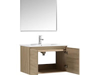 1 x 80cm badkamermeubelset mdf - kleur: wit eik - afbeelding 3 van  6