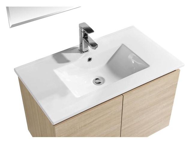 1 x 80cm badkamermeubelset mdf - kleur: wit eik - afbeelding 4 van  6