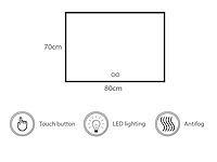 1 x 80cm led spiegel - anti condens - afbeelding 4 van  5