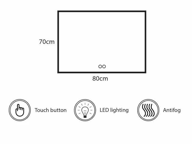 1 x 80cm led spiegel met zwart frame - afbeelding 4 van  8