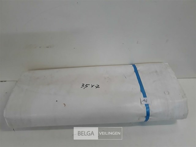 1 x afdekzeil met ogen 100% waterdicht uit tentzeil wit 3,5x7m - afbeelding 1 van  3