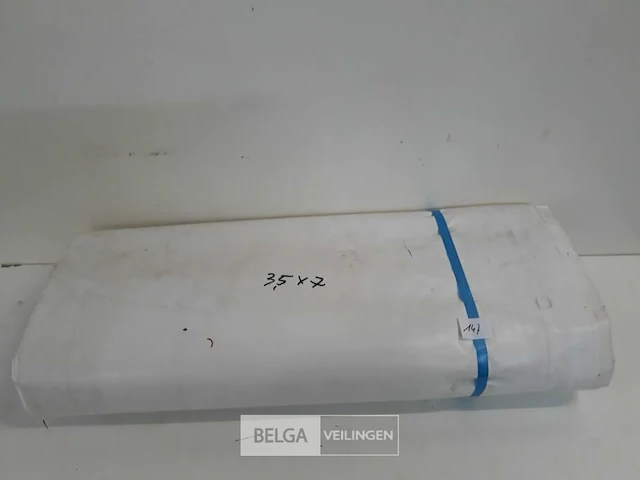 1 x afdekzeil met ogen 100% waterdicht uit tentzeil wit 3,5x7m - afbeelding 1 van  3