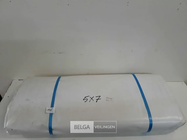 1 x afdekzeil met ogen 100% waterdicht uit tentzeil wit 5x7m - afbeelding 1 van  3