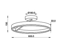 1 x arcao design plafondlamp zwart 60cm 40w led cct 3 kleur & 3 stappen dimmen - afbeelding 2 van  7