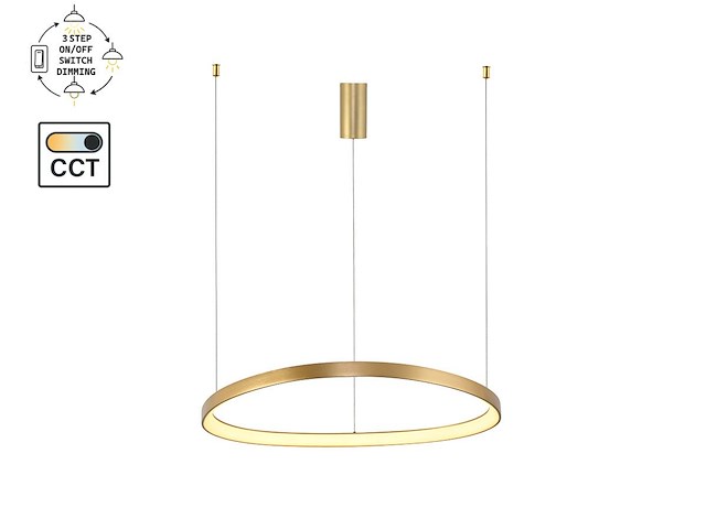 1 x auren design hanglamp goud 82cm 70w led cct 3 kleur & 3 stappen dimmen - afbeelding 5 van  6