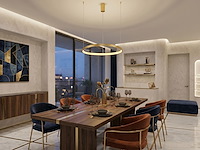 1 x auren design hanglamp goud 82cm 70w led cct 3 kleur & 3 stappen dimmen - afbeelding 4 van  6