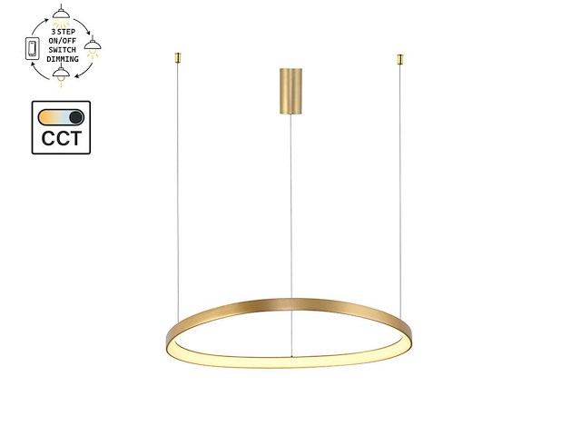 1 x auren design hanglamp goud 82cm 70w led cct 3 kleur & 3 stappen dimmen - afbeelding 5 van  6