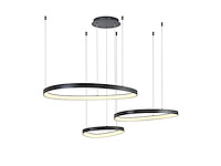 1 x auren design hanglamp zwart 42cm&62cm&82cm trio ring 160w led cct 3 kleur & 3 stappen dimmen