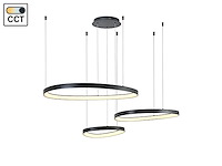 1 x auren design hanglamp zwart 42cm&62cm&82cm trio ring 160w led cct 3 kleur - afbeelding 5 van  6