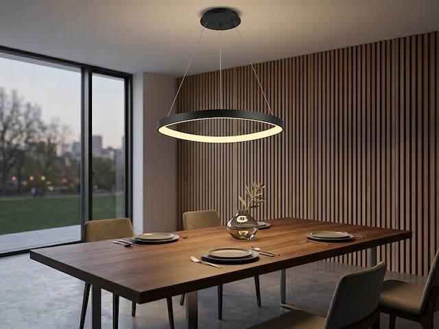 1 x auren design hanglamp zwart 62cm 50w led cct 3 kleur & 3 stappen dimmen - afbeelding 1 van  6