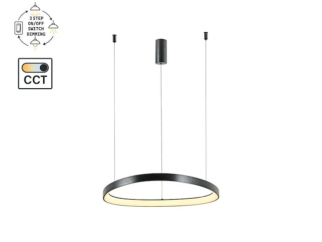 1 x auren design hanglamp zwart 82cm 70w led cct 3 kleur & 3 stappen dimmen - afbeelding 5 van  6