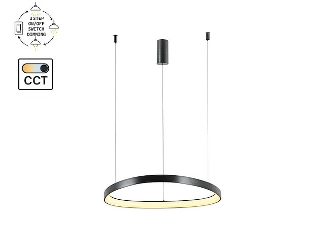 1 x auren design hanglamp zwart 82cm 70w led cct 3 kleur & 3 stappen dimmen - afbeelding 5 van  6