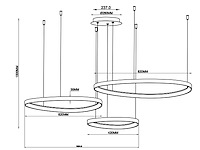 1 x auren design hanglamp zwart en goud 42cm&62cm&82cm trio ring 160w led cct 3 kleur - afbeelding 2 van  5