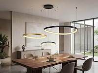 1 x auren design hanglamp zwart en goud 42cm&62cm&82cm trio ring 160w led cct 3 kleur - afbeelding 3 van  5