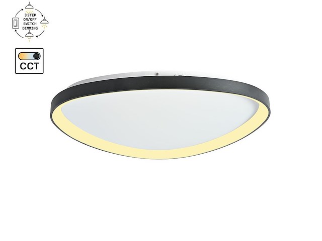 1 x auren design plafondlamp zwart 62cm 50w led cct 3 kleur & 3 stappen dimmen - afbeelding 1 van  6