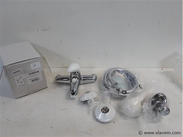 1 x bad-douche kraan wit/chrome allibert met douchekop - afbeelding 1 van  2