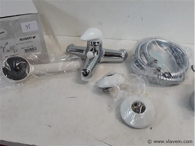 1 x bad-douche kraan wit/chrome allibert met douchekop - afbeelding 2 van  2