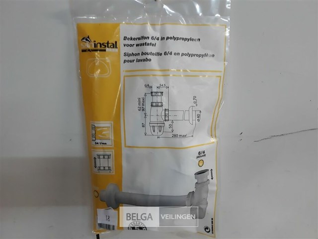1 x bekersifon 6/4 afvoer 40mm - afbeelding 2 van  3