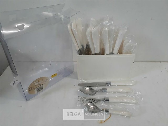 1 x bestekset 24 delig in pvc houder - afbeelding 2 van  3