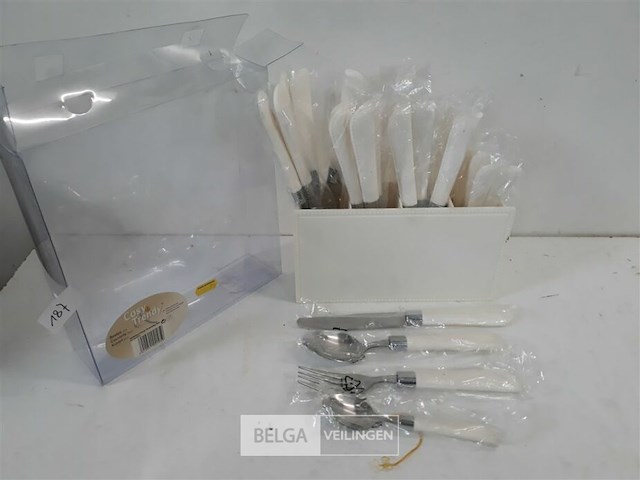 1 x bestekset 24 delig in pvc houder - afbeelding 2 van  3