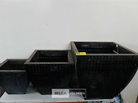 1 x bloembakken set zinc 3 stuks met roestplekken - afbeelding 1 van  3