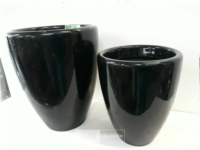 1 x bloempot polyester zwart gelakt set - afbeelding 3 van  3