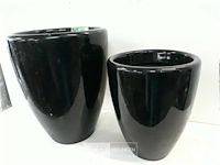 1 x bloempot polyester zwart gelakt set - afbeelding 3 van  3
