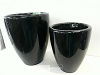 1 x bloempot polyester zwart gelakt set - afbeelding 3 van  3