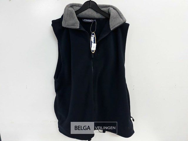 1 x bodywarmer fleece met kap blauw/grijs xxl - afbeelding 1 van  3