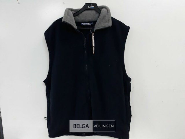 1 x bodywarmer fleece met kap blauw/grijs xxl - afbeelding 1 van  3