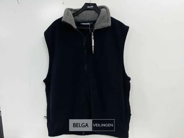 1 x bodywarmer fleece met kap blauw/grijs xxl - afbeelding 1 van  3