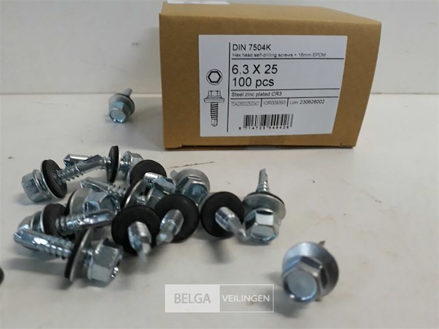 1 x boorschroef zeskant 6,3x25 mm 100 stuks + epdm - afbeelding 3 van  3