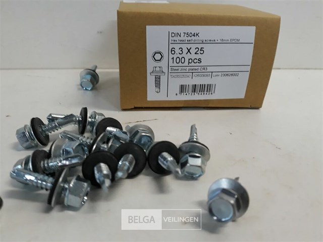 1 x boorschroef zeskant 6,3x25 mm 100 stuks + epdm - afbeelding 3 van  3