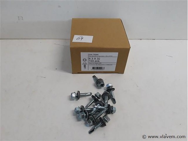 1 x boorschroef zeskant 6,3x32 mm 100 stuks + epdm - afbeelding 1 van  2