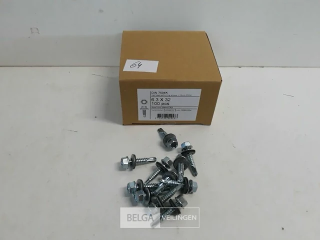 1 x boorschroef zeskant 6,3x32 mm 100 stuks + epdm - afbeelding 1 van  3