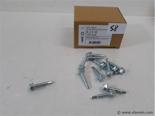 1 x boorschroef zeskant 6,3x32 mm 100 stuks - afbeelding 2 van  2