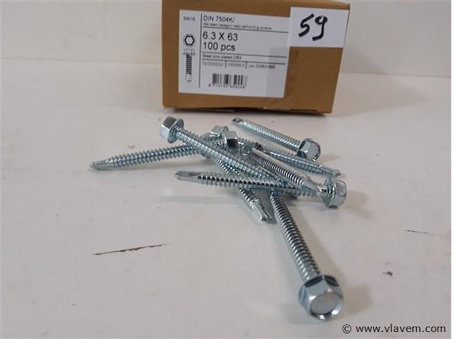 1 x boorschroef zeskant 6,3x63 mm 100 stuks - afbeelding 1 van  2