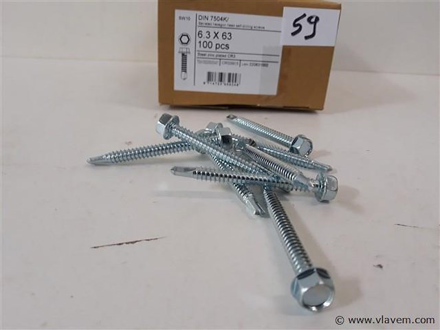 1 x boorschroef zeskant 6,3x63 mm 100 stuks - afbeelding 1 van  2