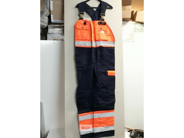 1 x bretelbroek blauw fluo-oranje fristads 50 - afbeelding 1 van  3