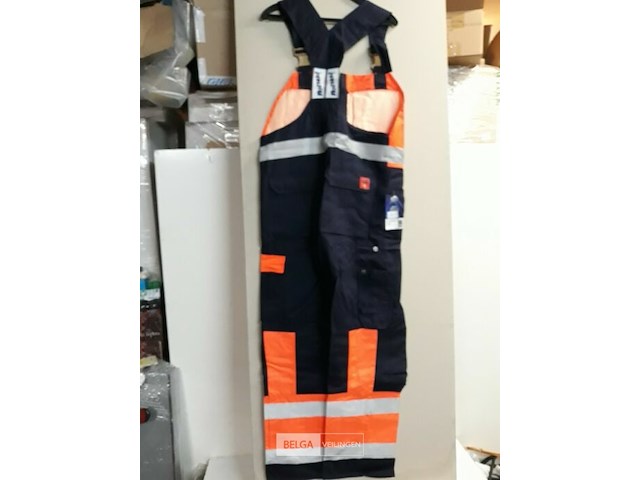 1 x bretelbroek blauw fluo-oranje fristads 50 - afbeelding 3 van  3
