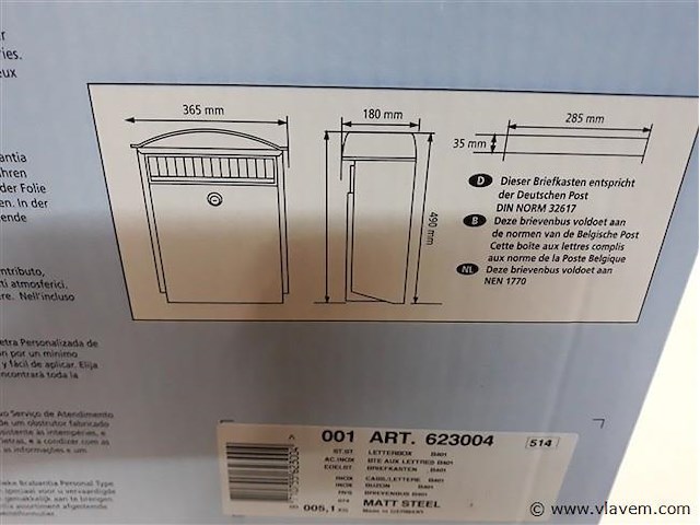 1 x brievenbus brabantia inox - afbeelding 2 van  2