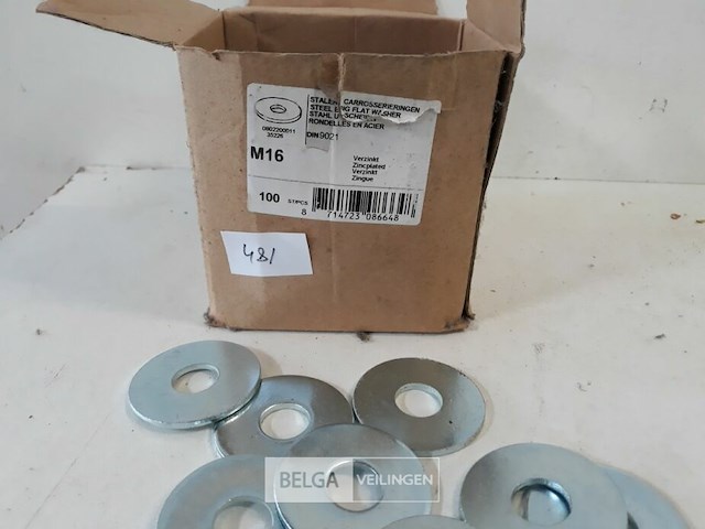 1 x carrosserie rondellen verzinkt m 16 x 50 mm 100 stuks - afbeelding 3 van  3