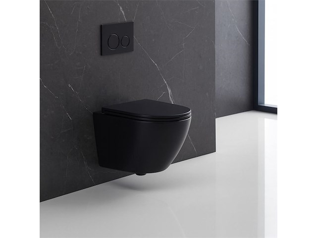 1 x design hangtoilet tornado mat zwart - gesloten onderbodem - afbeelding 1 van  3