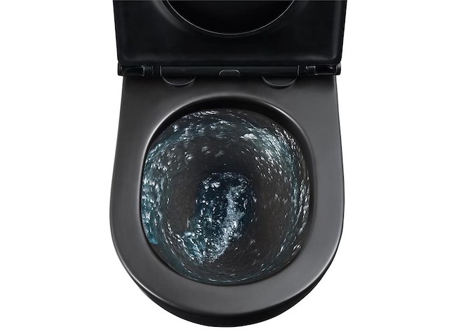 1 x design hangtoilet tornado mat zwart - gesloten onderbodem - afbeelding 2 van  3